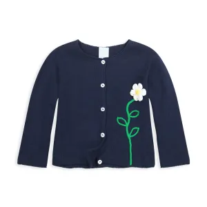 Applique Daisy Cardigan -- Navy