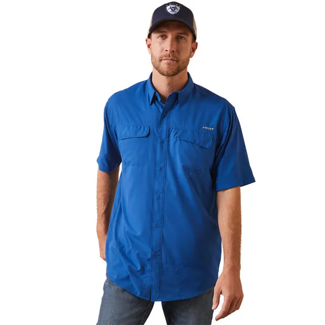 Ariat Men's VentTEK Royal Blue Western Fitted Short Sleeve Shirt