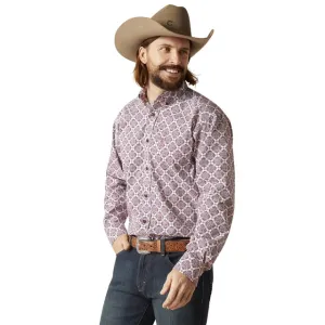 Ariat Men's White and Berry Shiloh Classic Long Sleeve Shirt