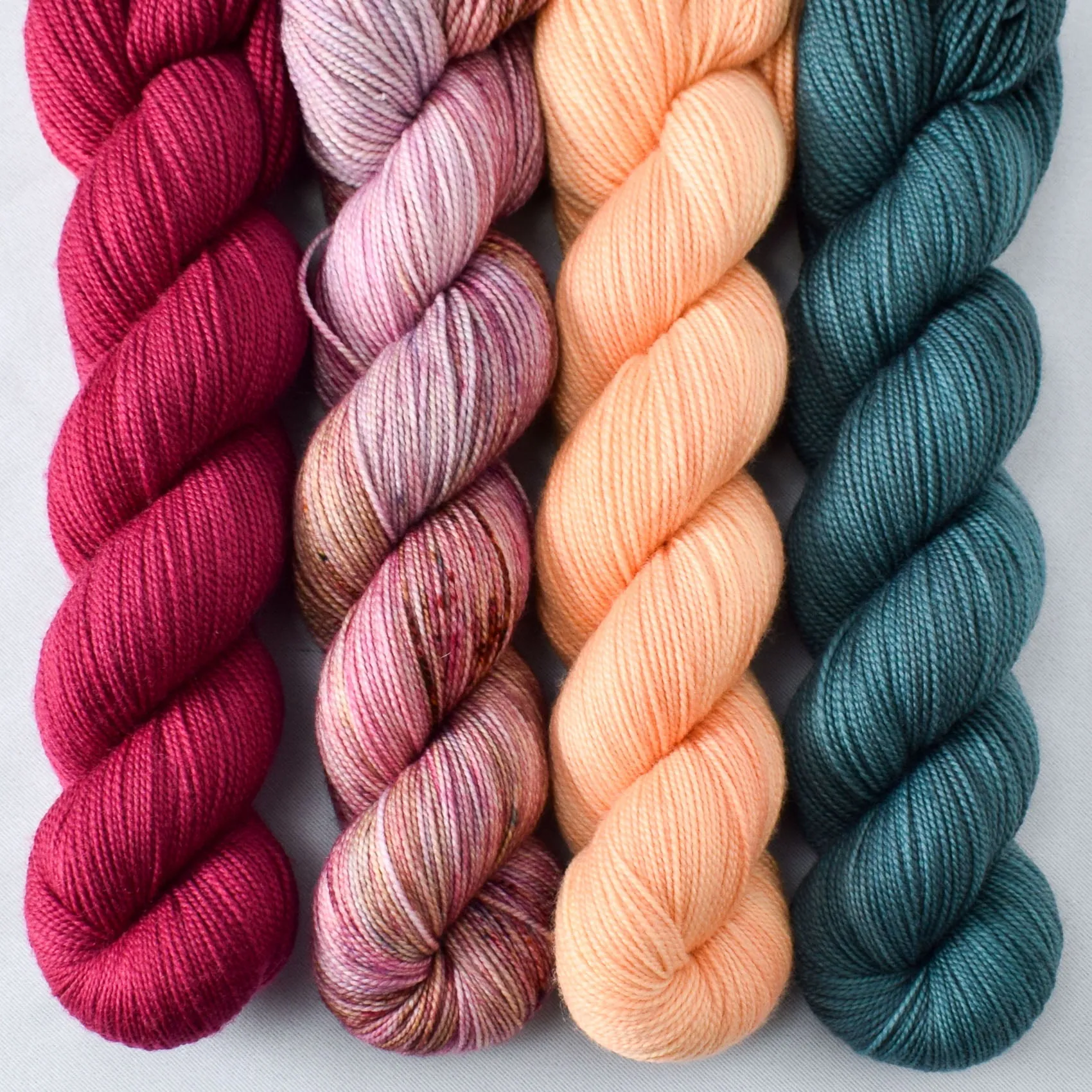 Aubusson, Epiphany, Big Beach Towel, and Beryl - Yummy 2-Ply Quartet - Wild Iris