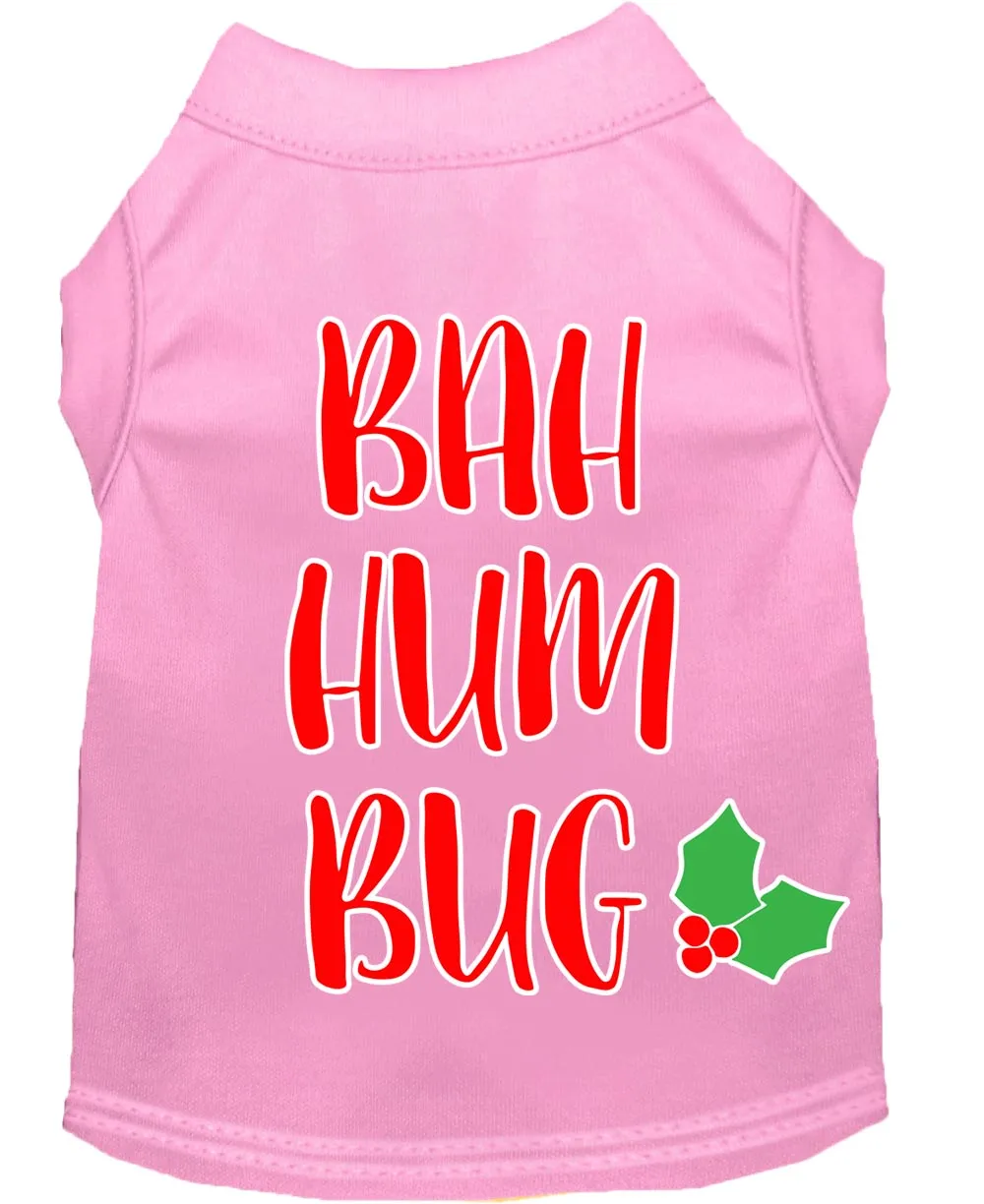 Bah Humbug Screen Print Dog Shirt Light Pink Xs