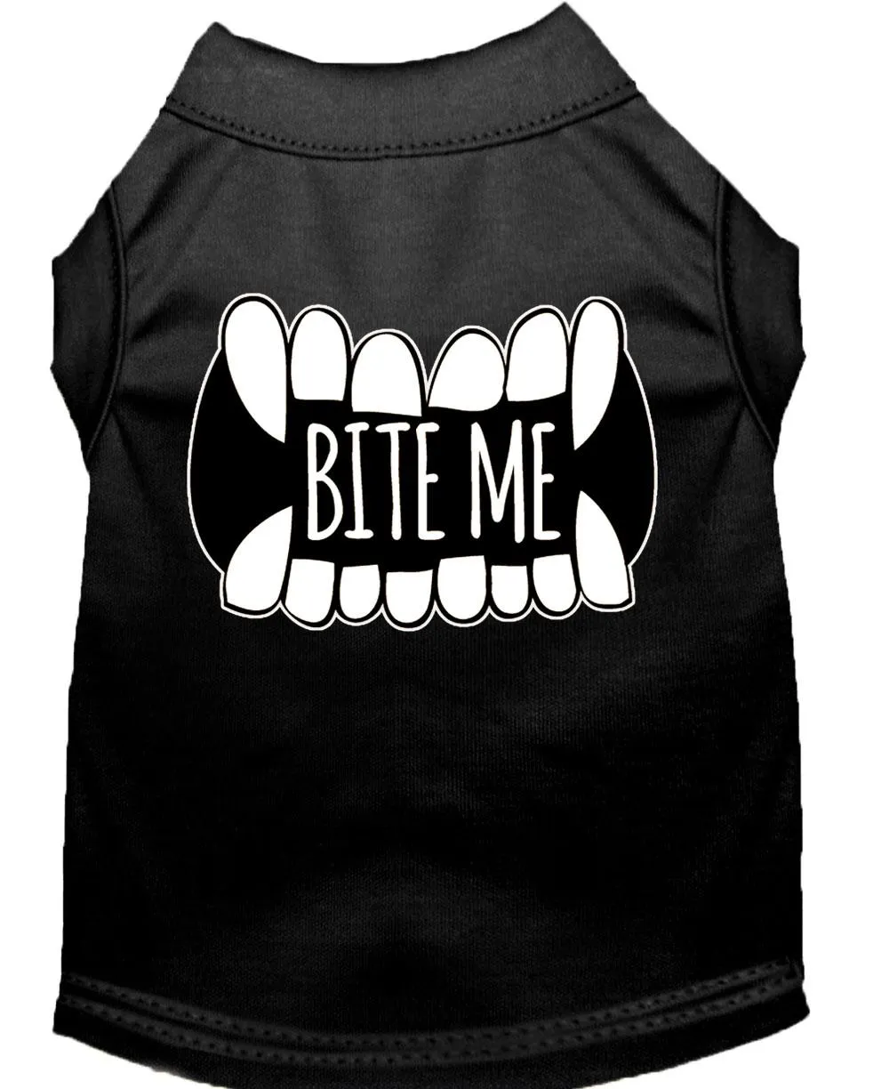 Bite Me Screen Print Dog Shirt Black Med (12)