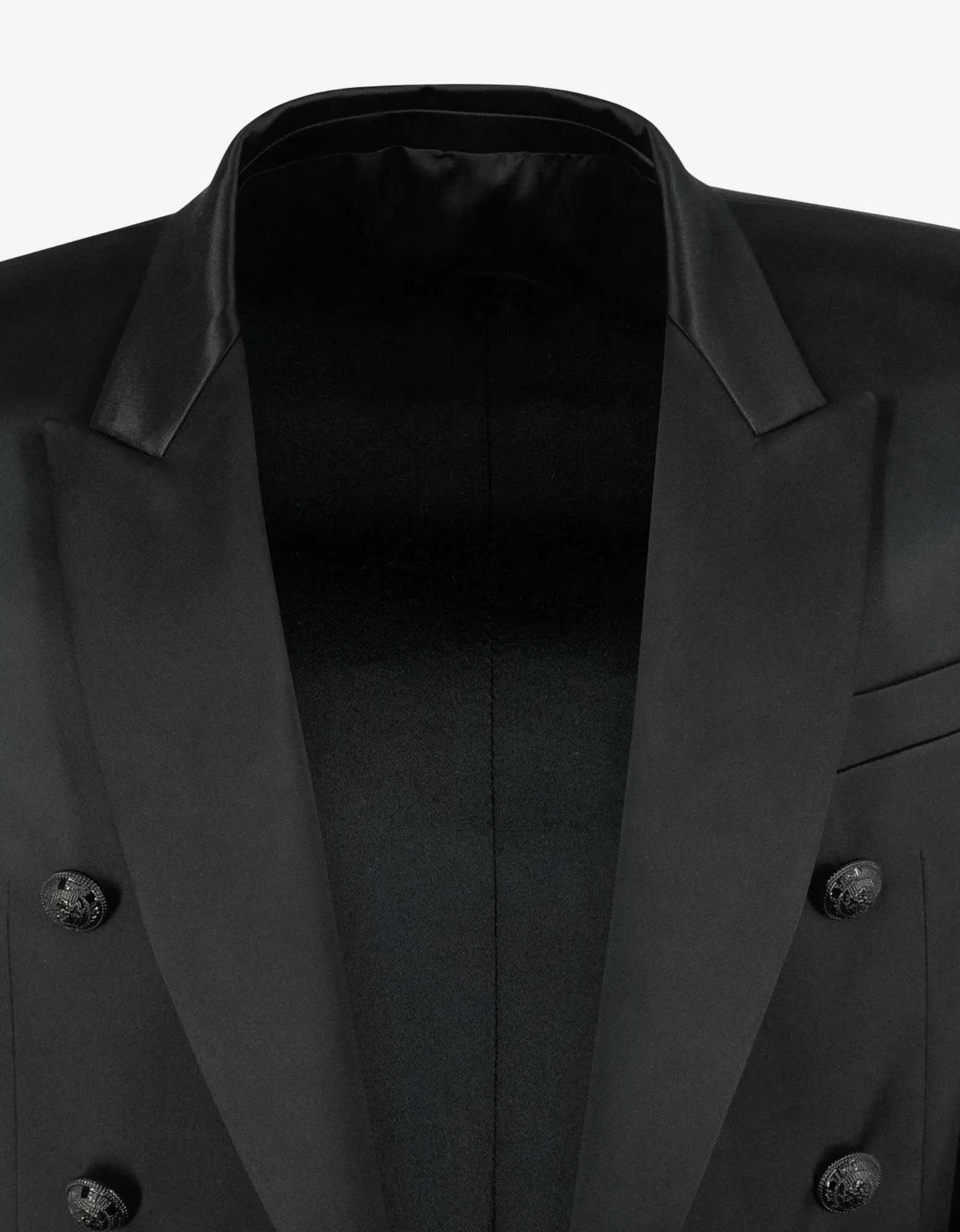 Black Double-Breasted Silk Blazer -