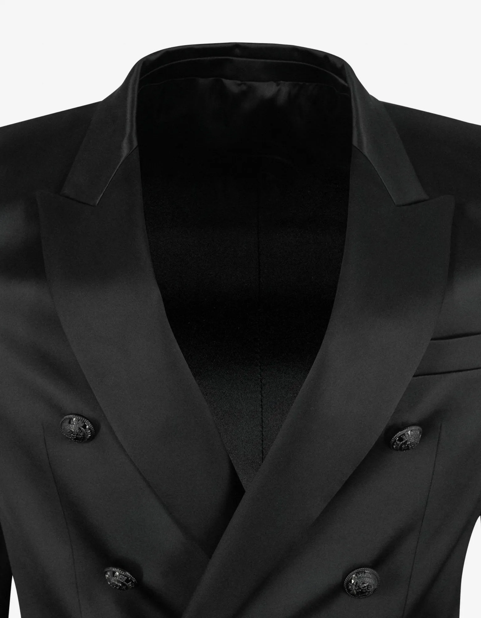 Black Double-Breasted Silk Blazer -