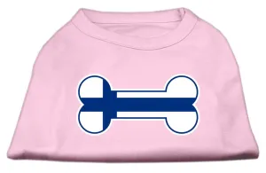 Bone Shaped Finland Flag Screen Print Shirts Light Pink XS (8)