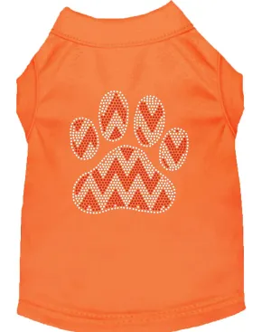 Candy Cane Chevron Paw Rhinestone Dog Shirt Orange Xl (16)