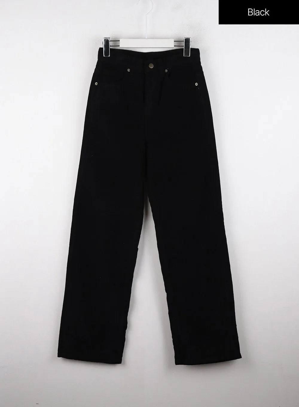 Corduroy Mid-Waist Solid Straight Pants OD320