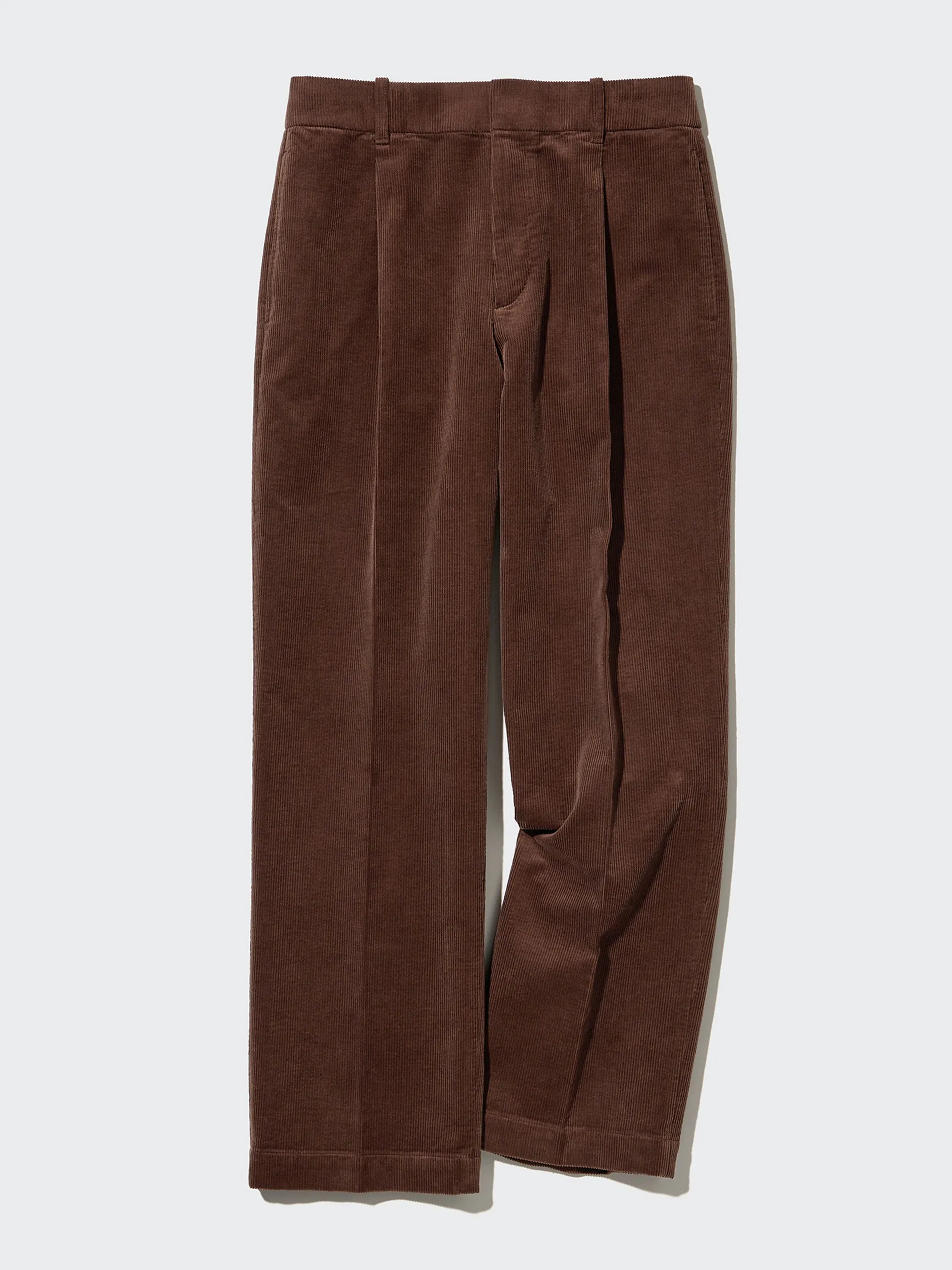 Corduroy pleated wide leg trousers