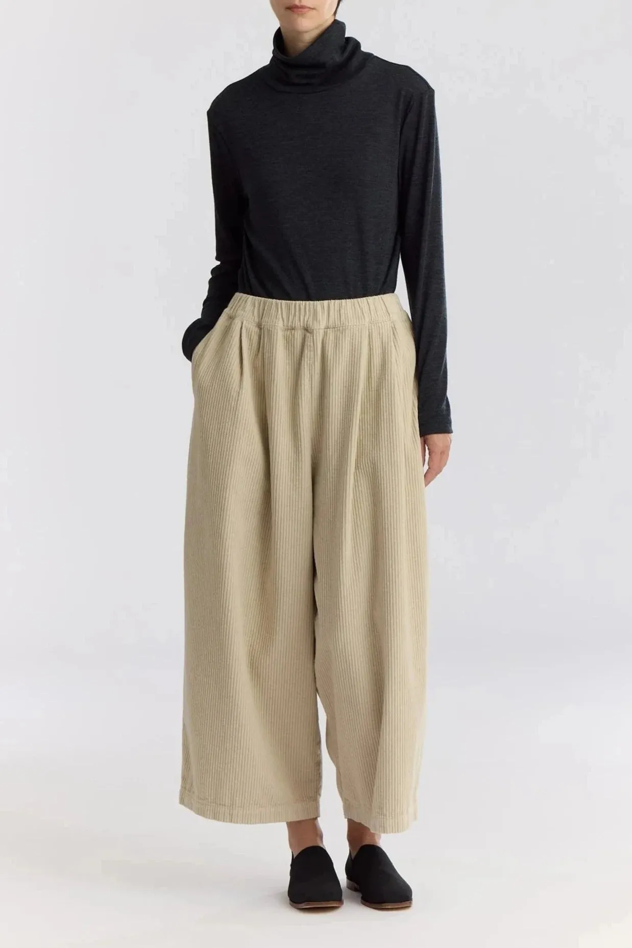 Corduroy Wide Pants, Ivory