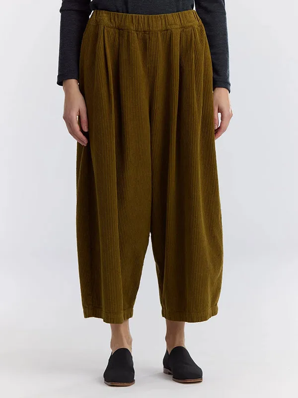 Corduroy Wide Pants - Olive