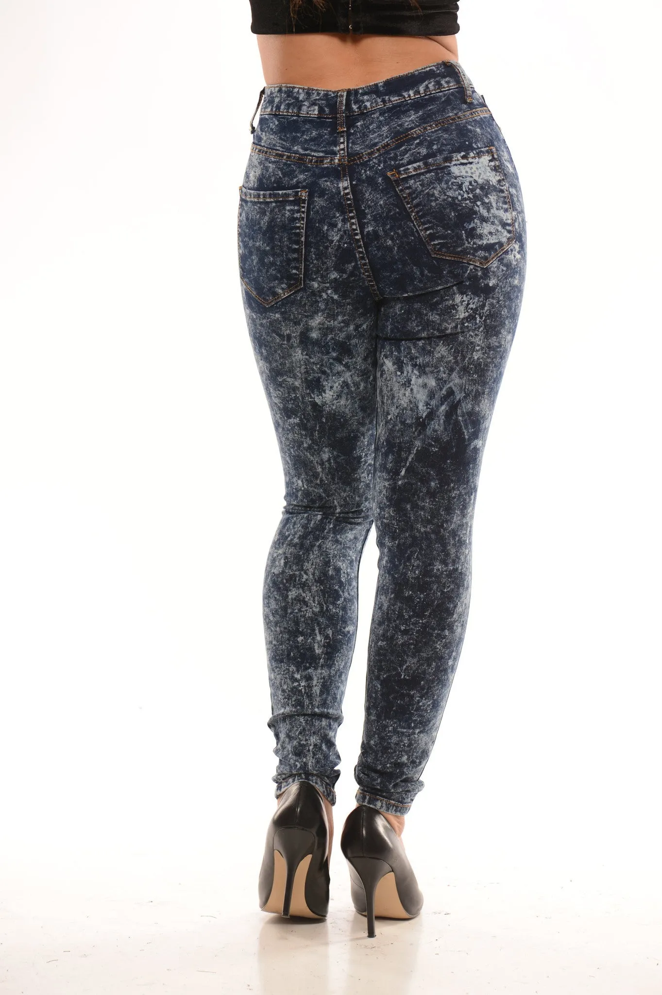 Dark Acid Wash High Waist Skinny