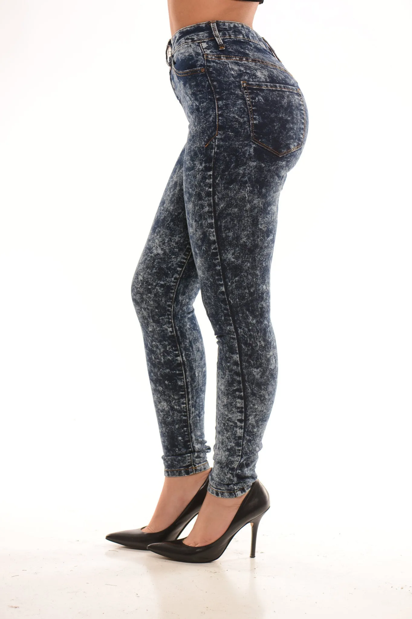 Dark Acid Wash High Waist Skinny