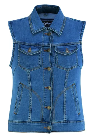 DM943 Women's Blue Denim Snap Front Vest