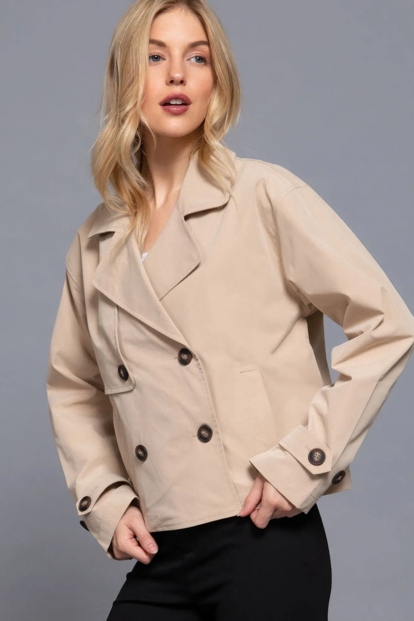 Double Breasted Short Trench Jacket – Lightweight, Stylish & Formal | Fashion M&J