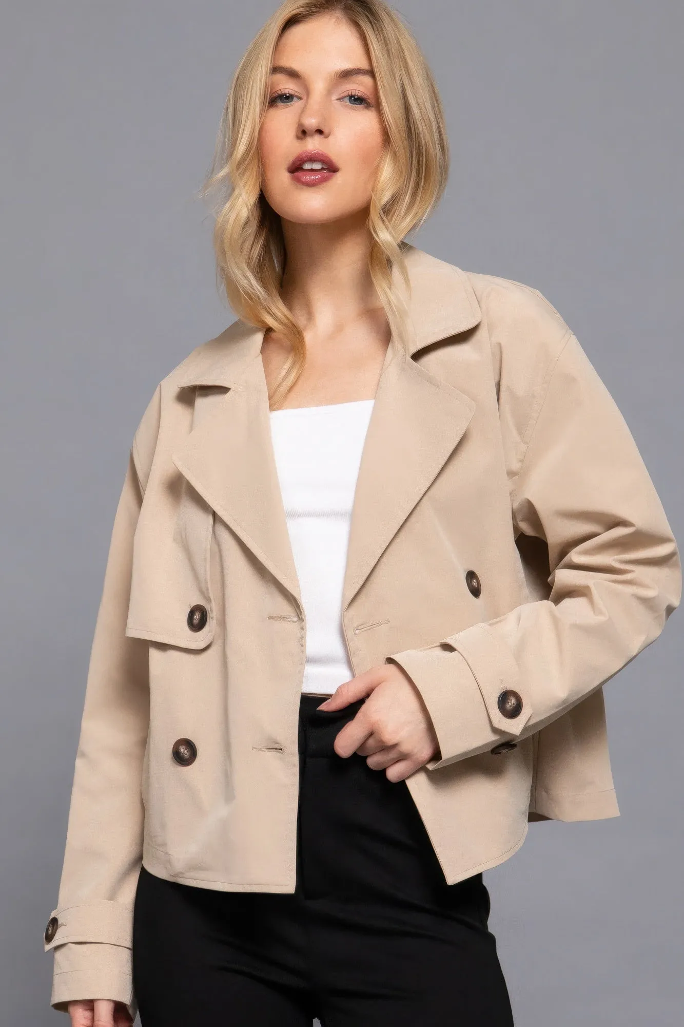 Double Breasted Short Trench Jacket – Lightweight, Stylish & Formal | Fashion M&J