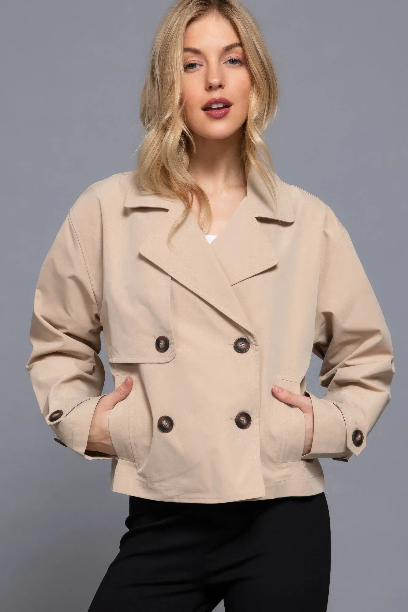 Double Breasted Short Trench Jacket – Lightweight, Stylish & Formal | Fashion M&J