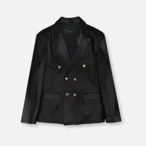 Dunning Double Breasted Leather Blazer