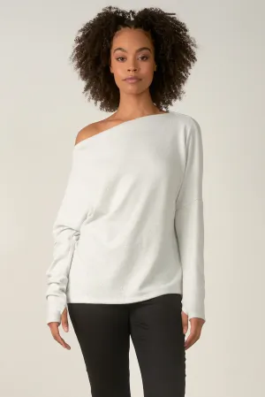 Elan Melinda Silver Off The Shoulder Top