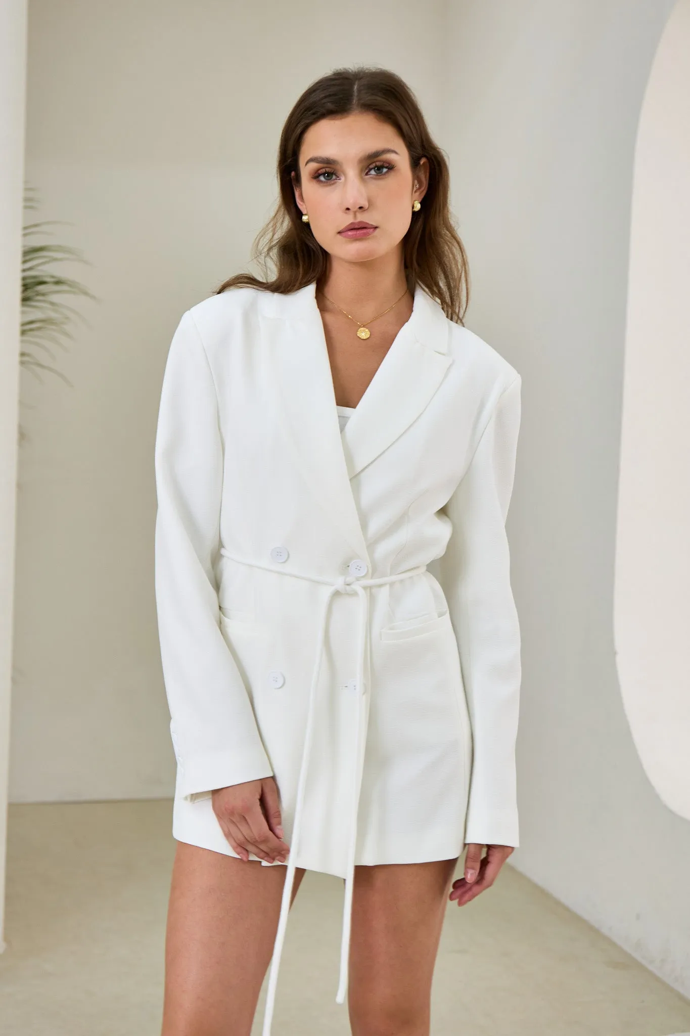 Eloise White Double Breasted Blazer