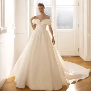 High-Neck A-Line Vintage Bridal Gown with Button Back and Long Sleeves