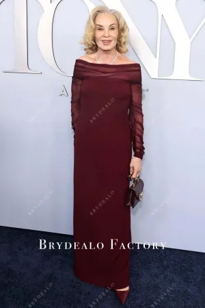 Jessica Lange 2024 Tony Awards Burgundy Dress