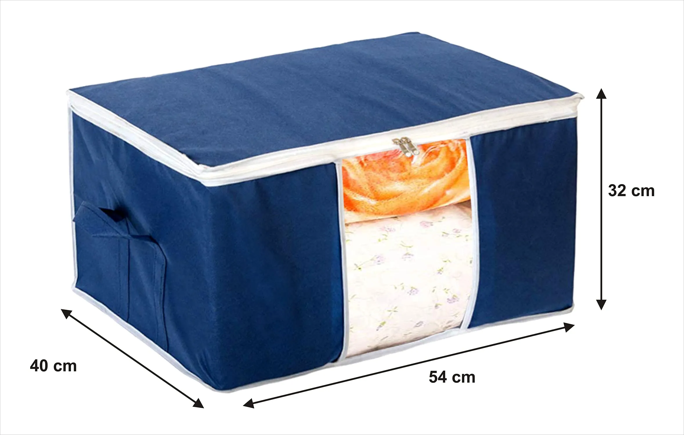 Kuber Industries Underbed Storage Bag|Blanket Cover|Wardrobe Organizer For clothes|Comforter Cover|Pack of 6 (Navy Blue)