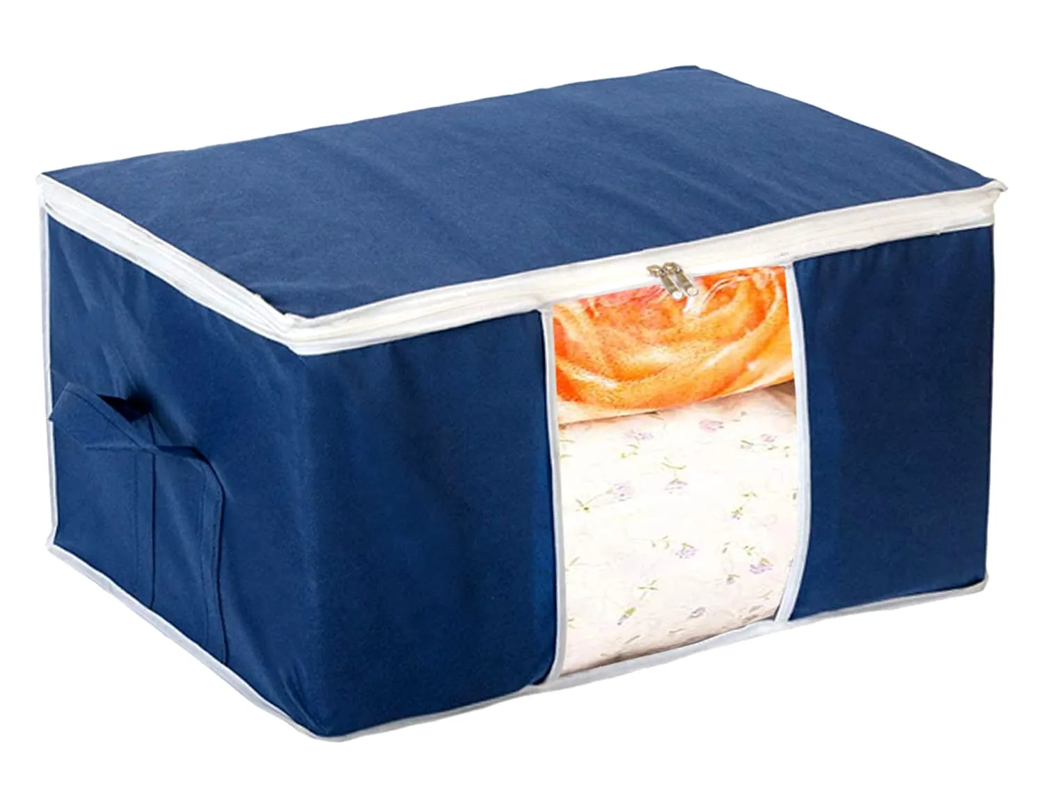 Kuber Industries Underbed Storage Bag|Blanket Cover|Wardrobe Organizer For clothes|Comforter Cover|Pack of 6 (Navy Blue)