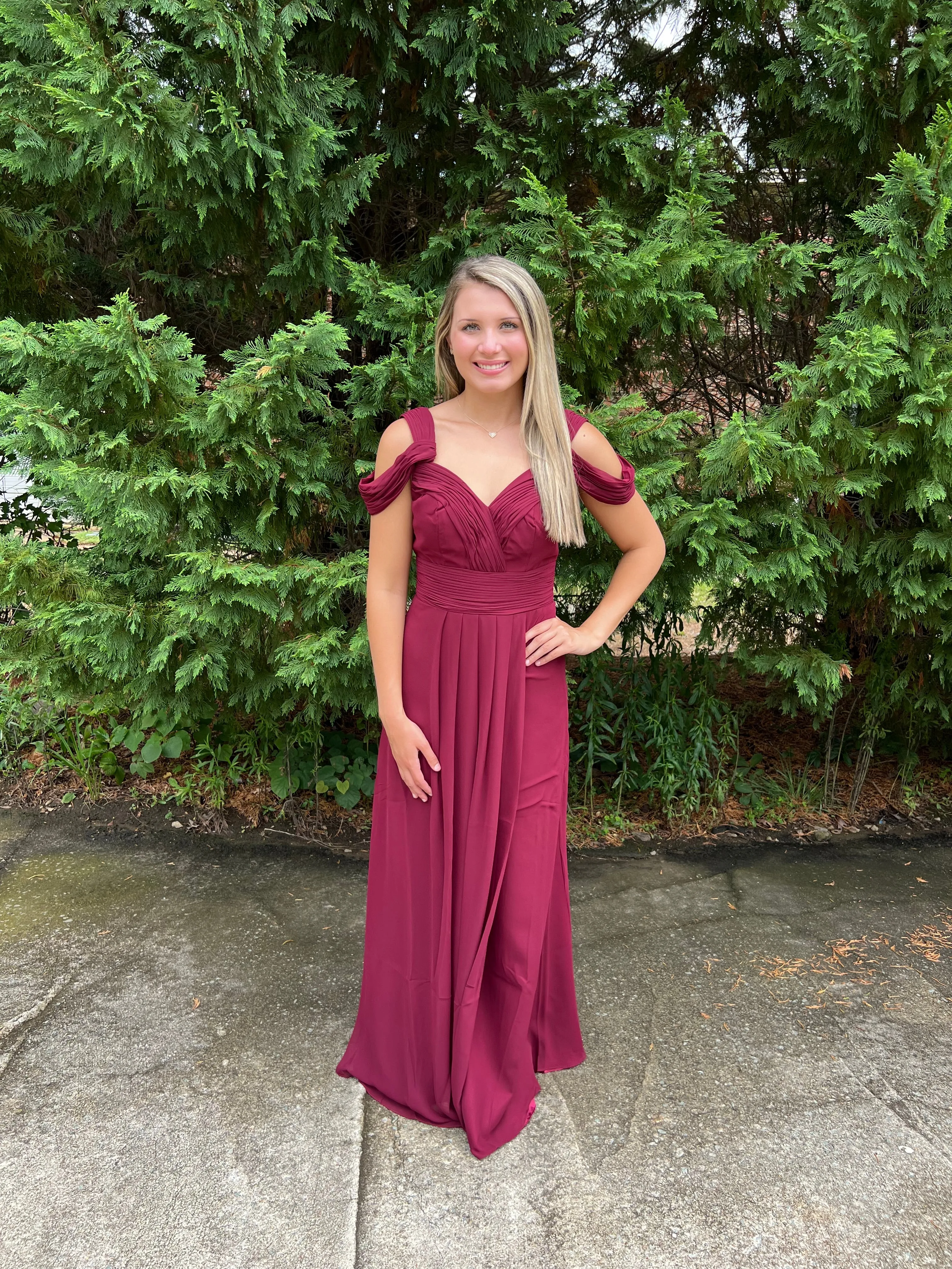 Lucci Lu 93061 Burgundy Sweetheart Chiffon Dress - Size 12