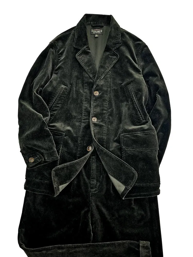 Men's Black Corduroy Safari Jacket