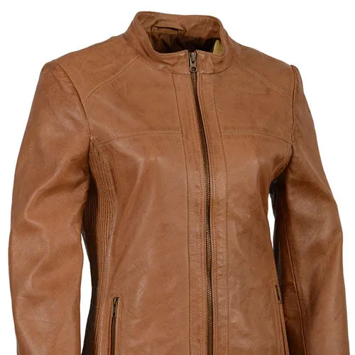 Milwaukee Leather SFL2855 Women's Saddle Zip Front Leather Jacket with Side Stretch Fitting