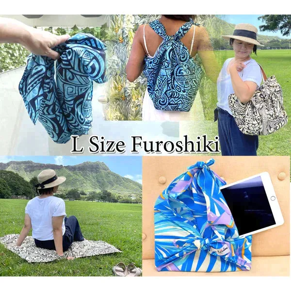 Modern Hibiscus Print Gift Wrapping Fabric / Furoshiki  | Brack - 1223FB-BL1