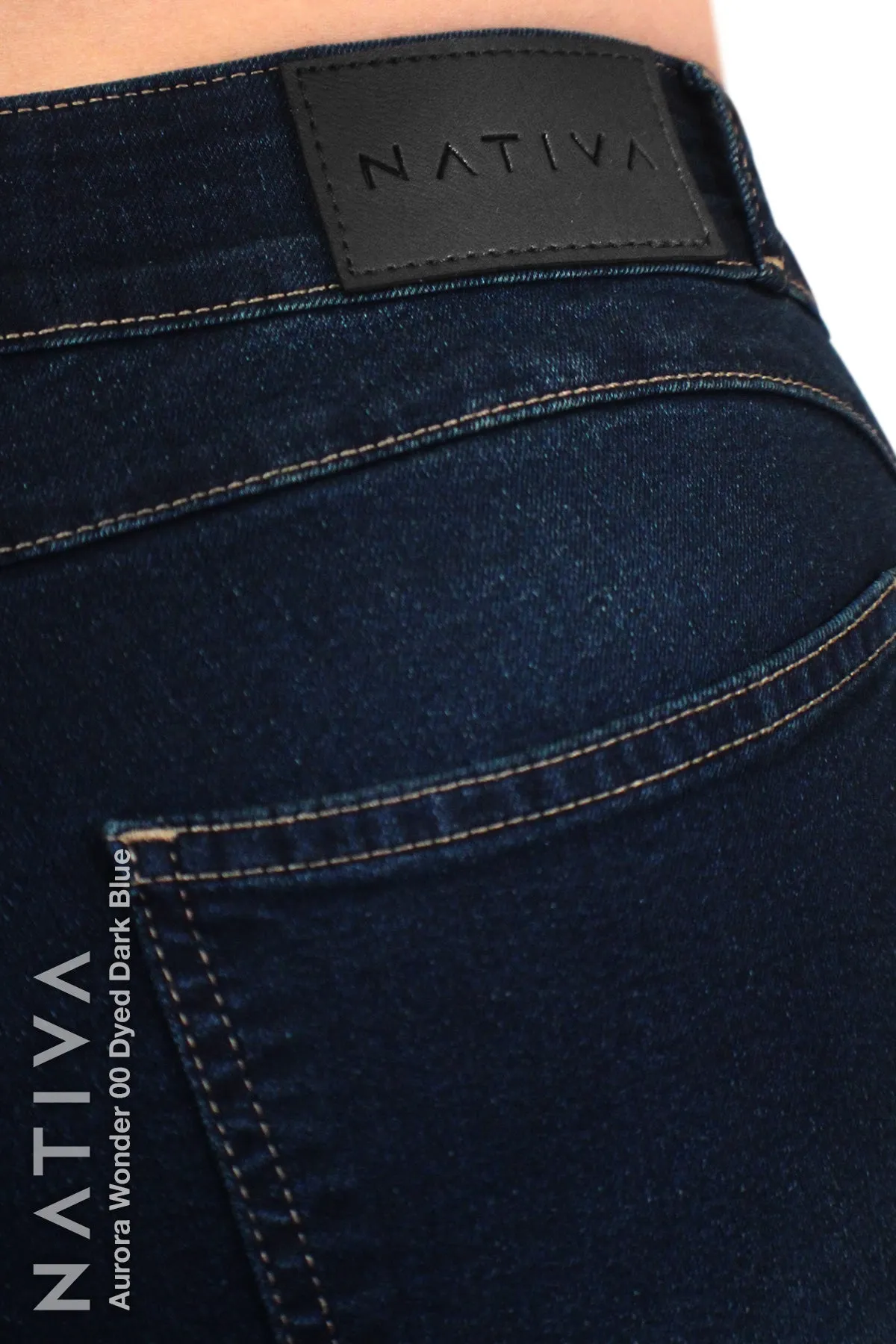 NATIVA, STRETCH JEANS. AURORA WONDER 00 DYED DARK BLUE, High Shaping Capacity & Firming, Casual Everyday Look, Mid-Waisted Super Skinny Jeans