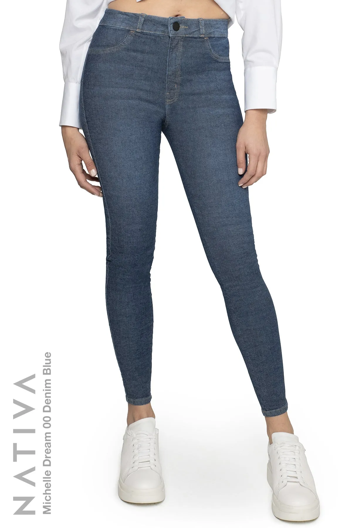 NATIVA, STRETCH JEANS. MICHELLE DREAM 00 DENIM BLUE,  High Shaping Capacity, Ultra Comfy, 24-Hour Wear, Hi-Rise Super Skinny Jeans