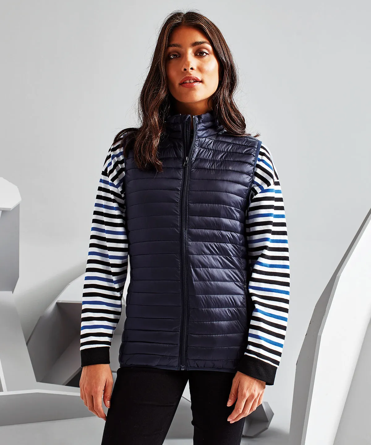 Navy - Women's tribe fineline padded gilet