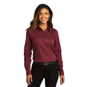 Port Authority® Women's Long Sleeve SuperPro React ™ Twill Shirt - Burgundy