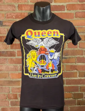 Queen 1977 News of the World Tour Black Parking Lot Bootleg Concert T-Shirt Unisex Small