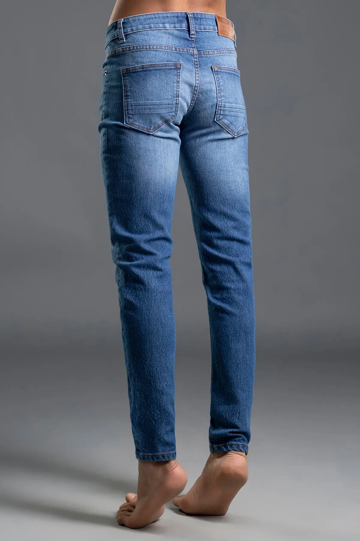 Skinny Mid Rise Jeans (Light Blue)