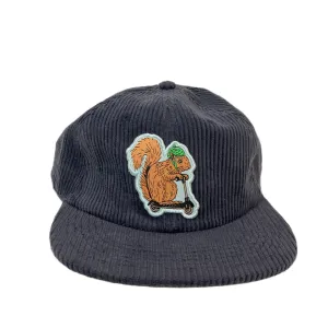 Squirrel on a Bird Corduroy Cap - New Navy