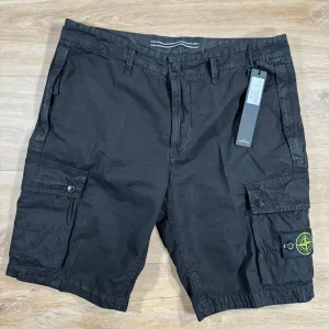 Stone Island Old Treatment Cargo Shorts in Black