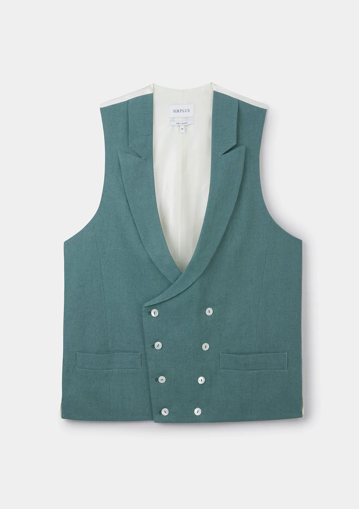 Teal Peak Lapel Double-Breasted Waistcoat