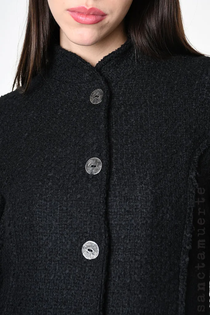 Textured Bouclé Coat in Black