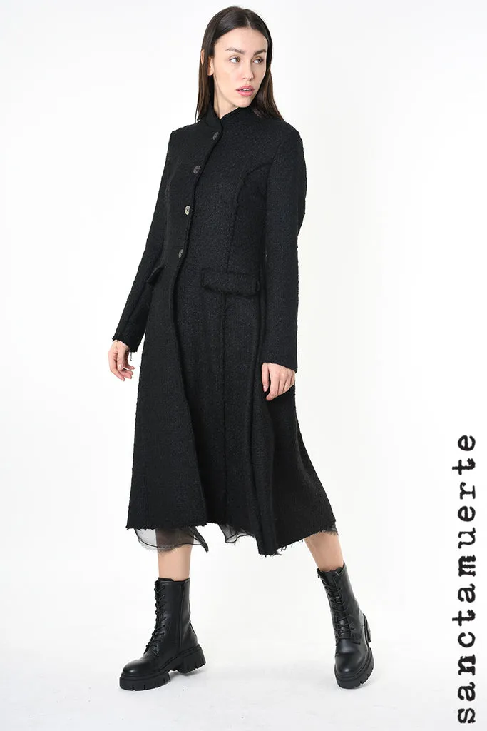 Textured Bouclé Coat in Black