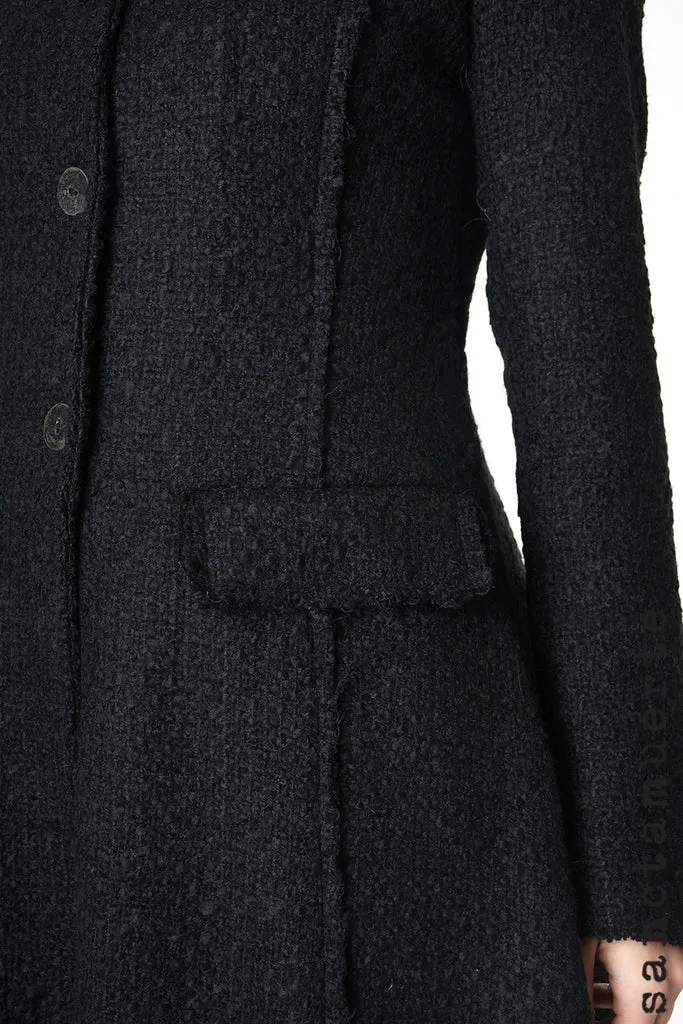 Textured Bouclé Coat in Black