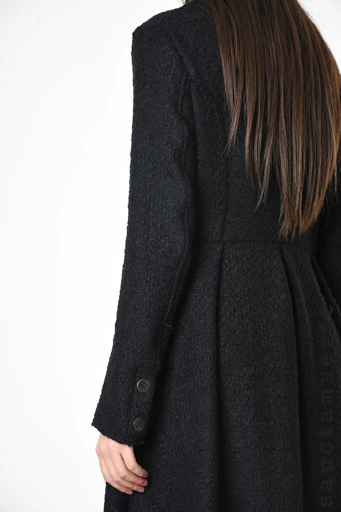 Textured Bouclé Coat in Black