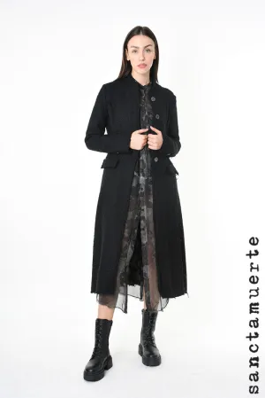 Textured Bouclé Coat in Black