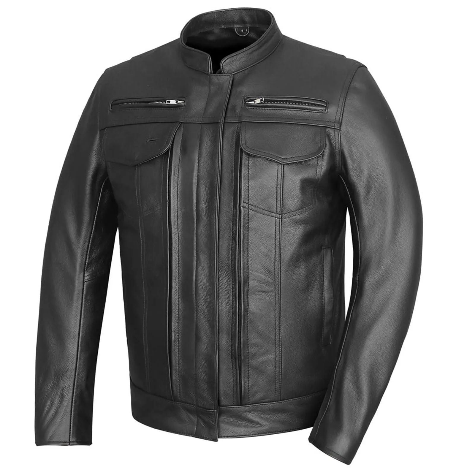 Vance Leathers' Men's Top Performer Motorcycle Leather Jacket with double conceal carry pockets