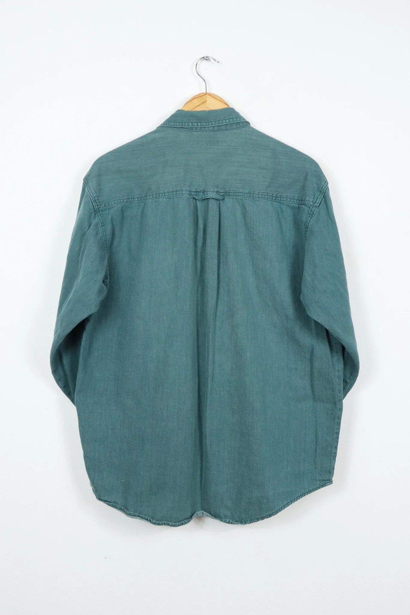 Vintage Green Denim Button-Down Shirt