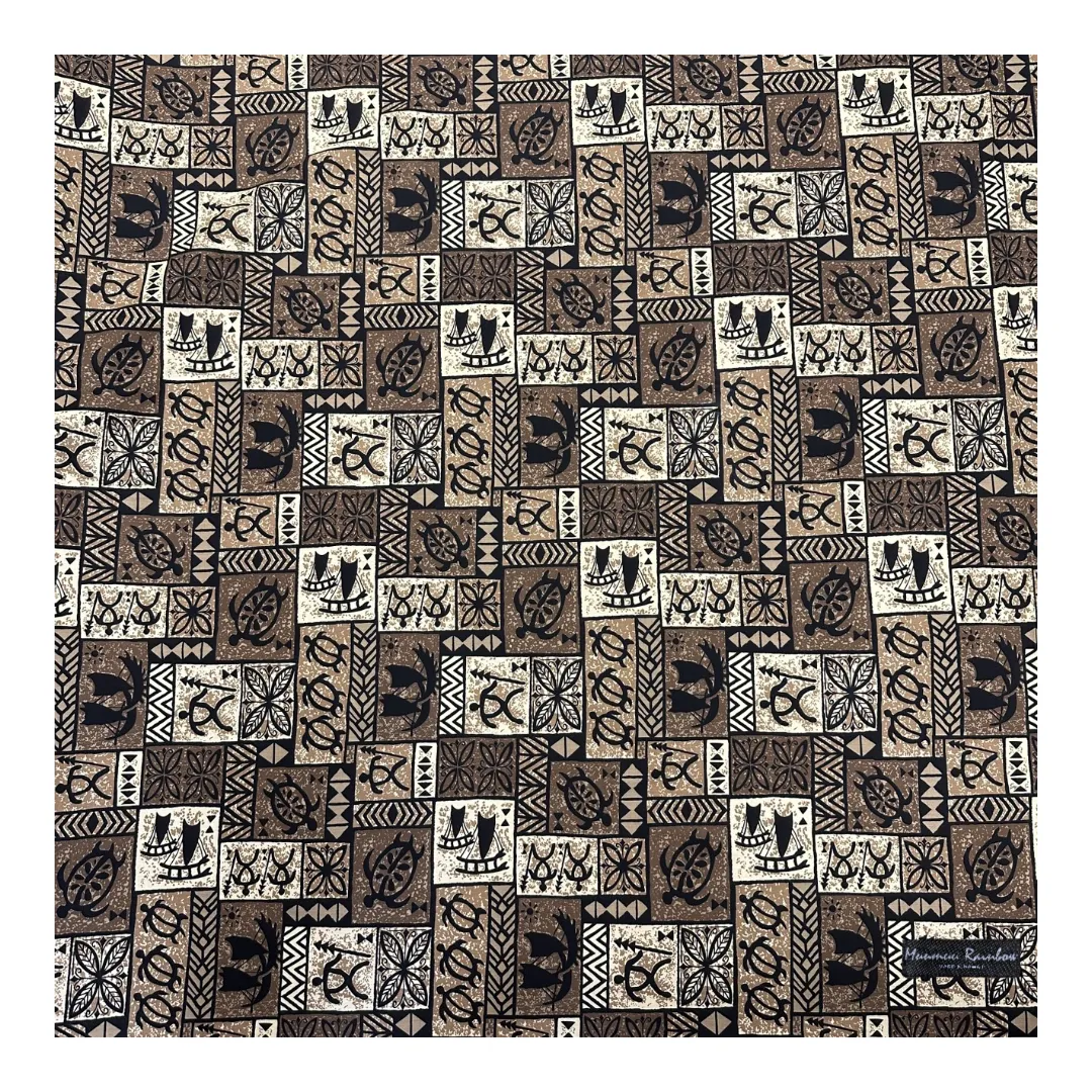 Vintage Polynesian Print Gift Wrapping Fabric / Furoshiki   |  Brown -1223FB-BRO1