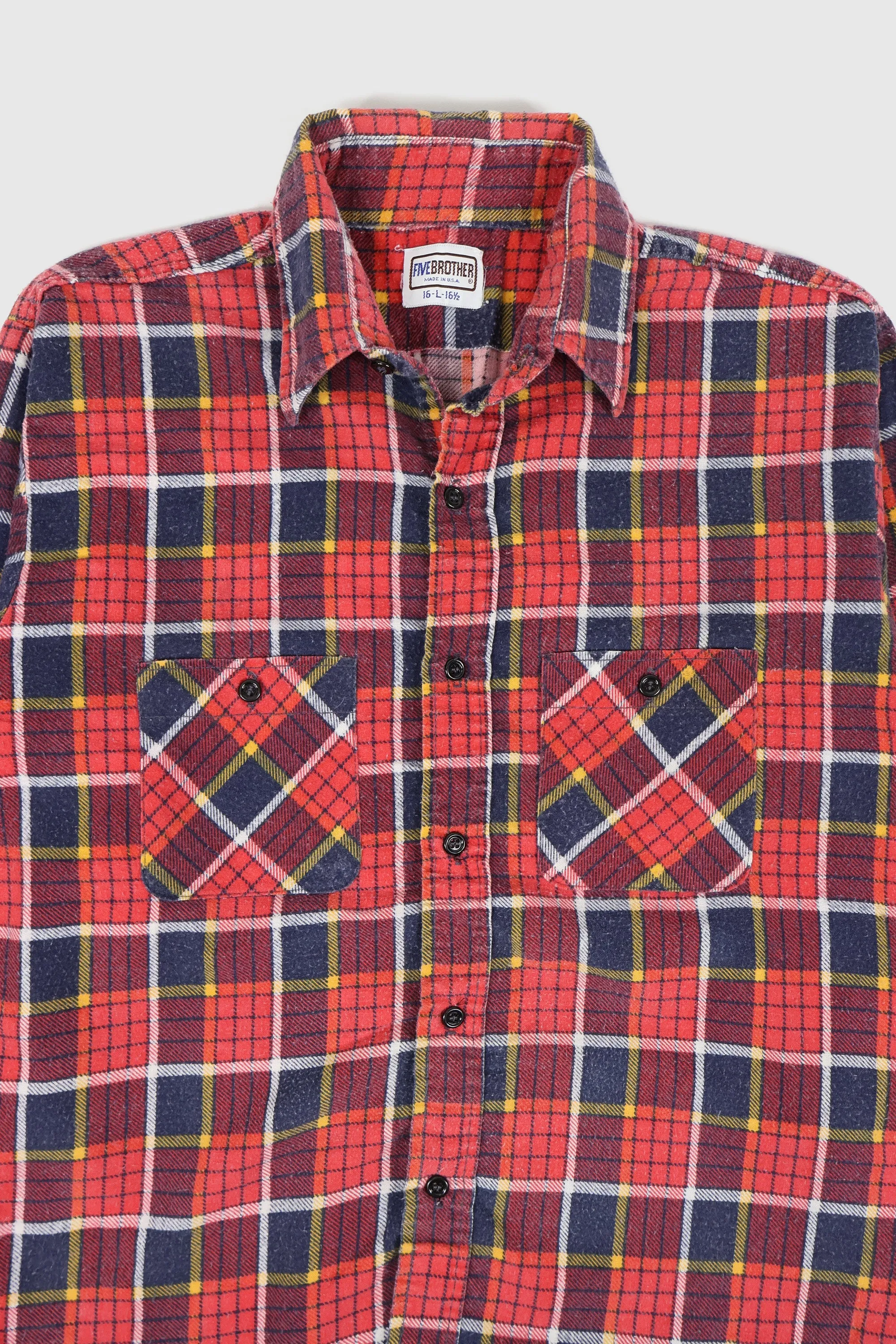 Vintage Red Plaid Flannel Button-Down Shirt