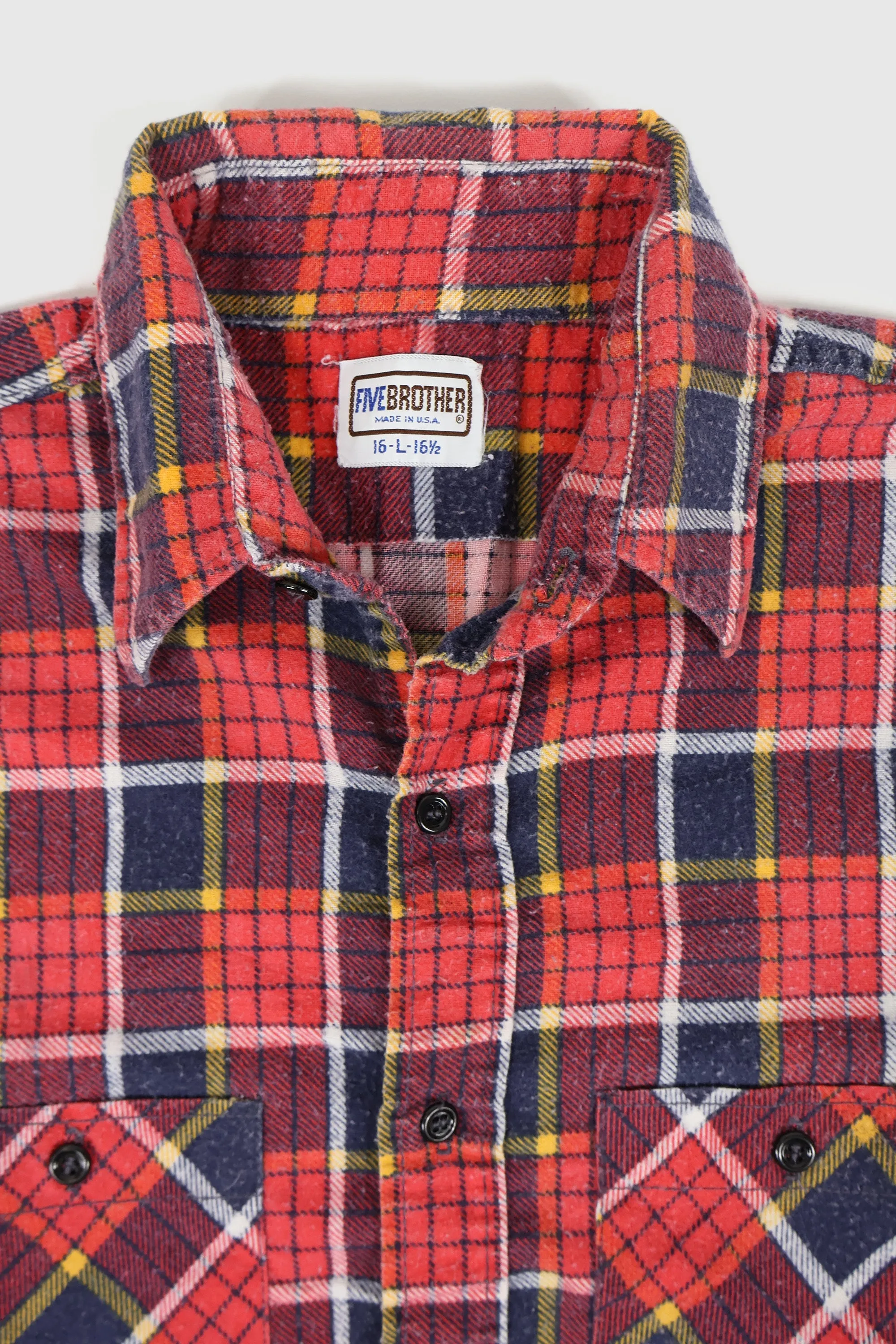 Vintage Red Plaid Flannel Button-Down Shirt